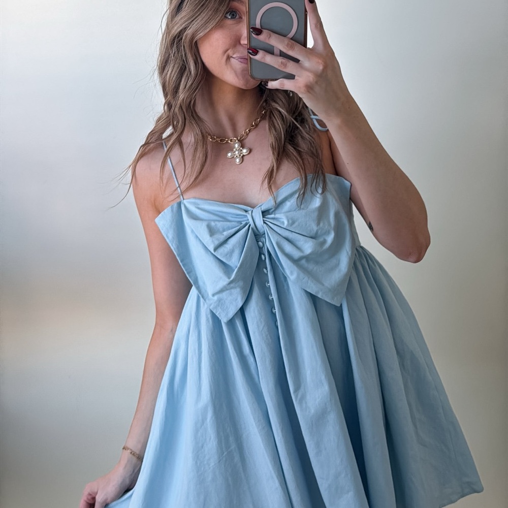 Light Blue Mini Dress with Bow